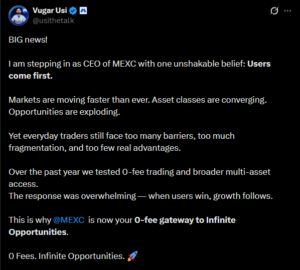 MEXC Appoints Vugar Usi as CEO to Drive Multi-Asset Growth