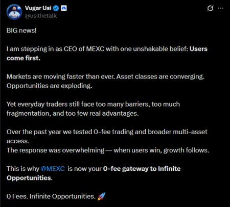 MEXC Appoints Vugar Usi as CEO to Drive Multi-Asset Growth